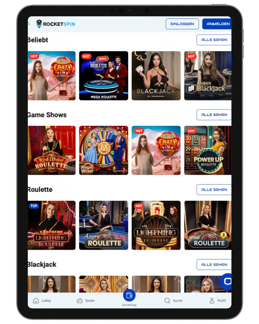 RocketSpin Casino Live Games